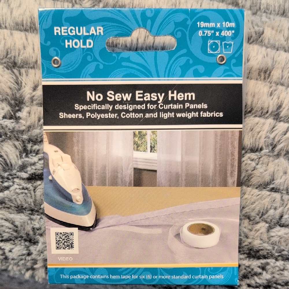 TWO!No Sew Easy Hem Tape for Curtains & Lightweight Fabrics. User Friendly! NIB!